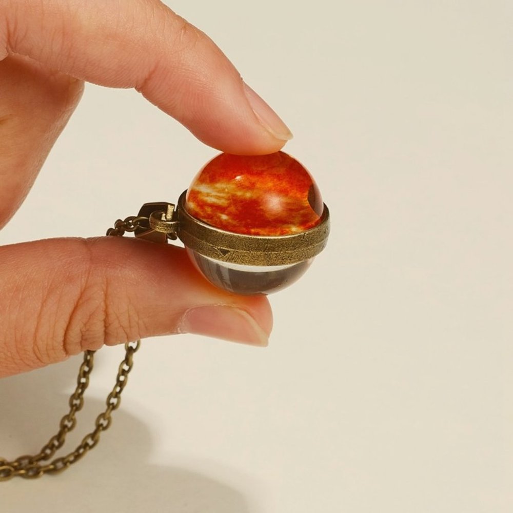 necklace Jewelry Glass Ball Glowing in dark sun Planets Pendant